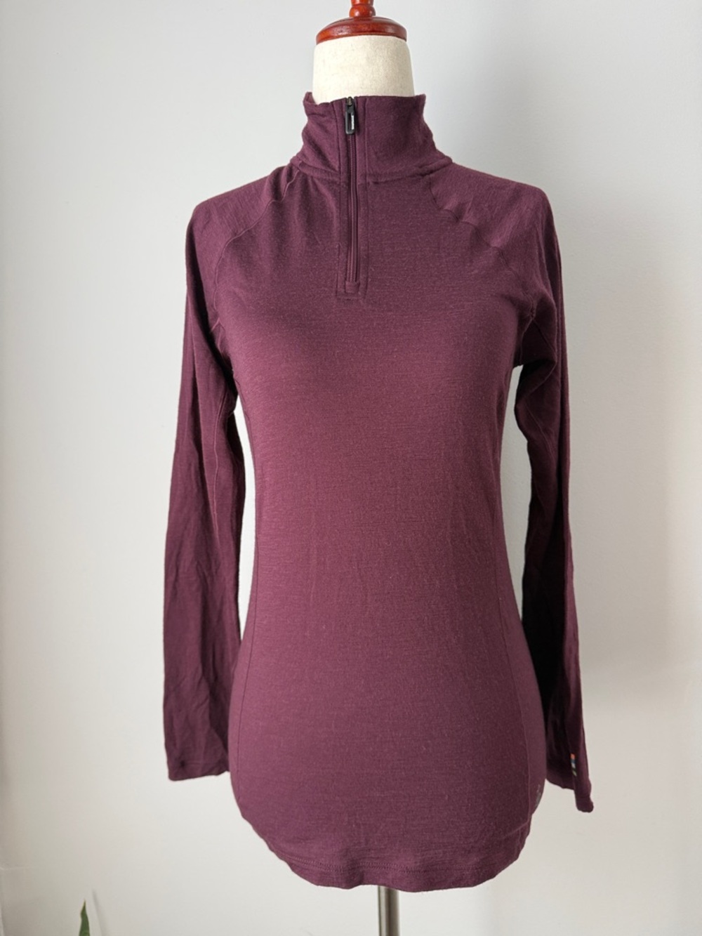Smartwool Women's Long Sleeve Mock Neck Top - Plum 1/4 zip Merino Pullover XS